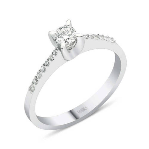 14 ct Tektaş Pırlanta Yüzük - 