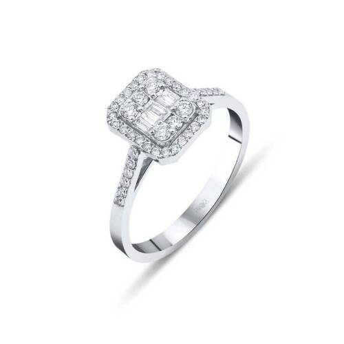 36 Karat Baget Pırlanta Yüzük - 