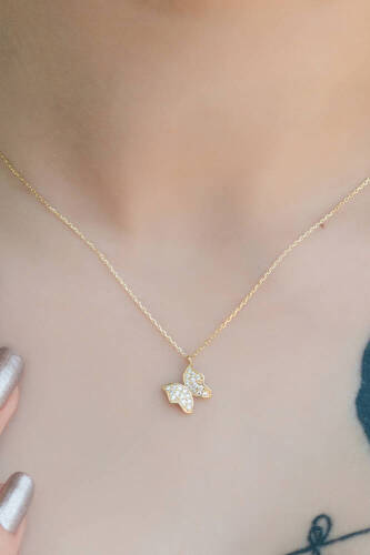 Altın Kelebek Kolye - 