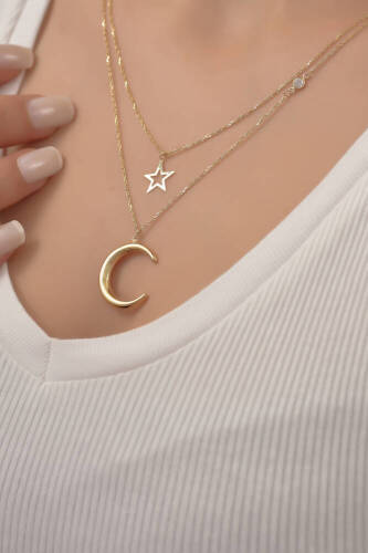 Altın Moonstar Kolye - 