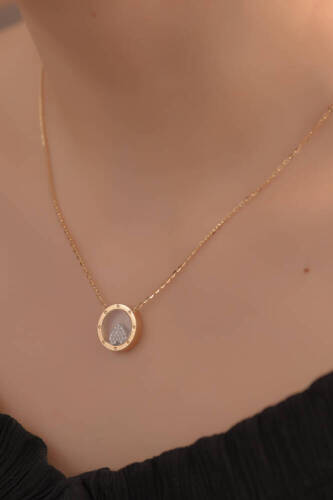 Altın Şeffaf Kalp Kolye - 