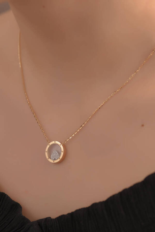 Altın Şeffaf Kalp Kolye - 1