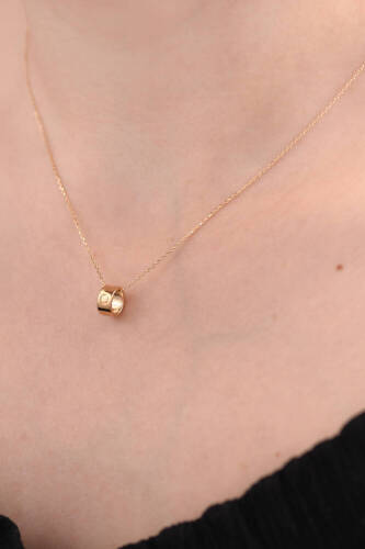 Altın Silindir Kolye - 