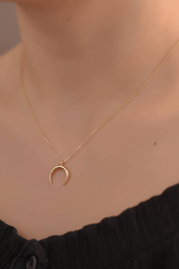 Altın Ters Hilal Kolye - 1