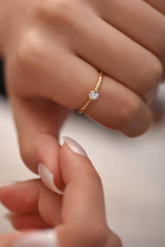 Antik Altın Tektaş Yüzük - 