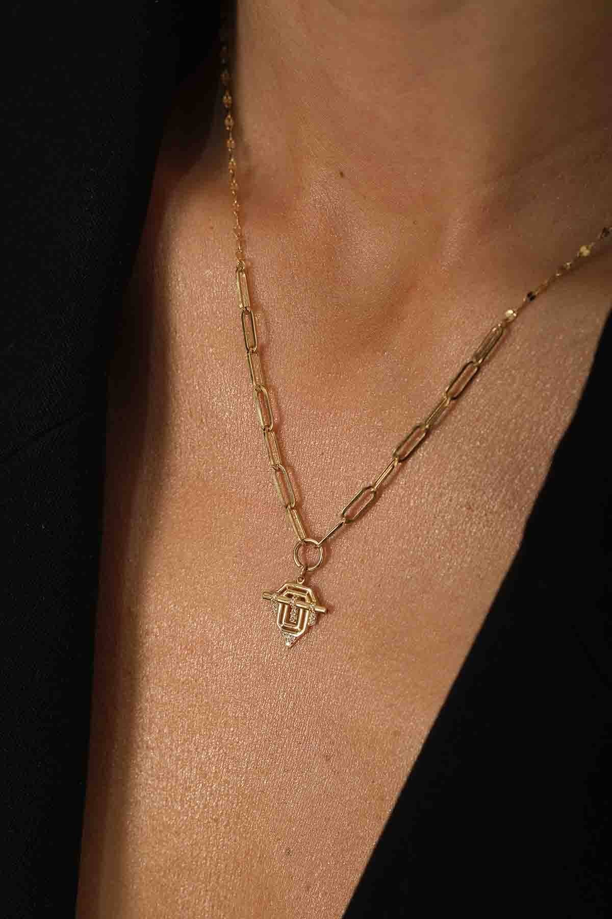 Ataç Zincirli Minimal Kolye - 