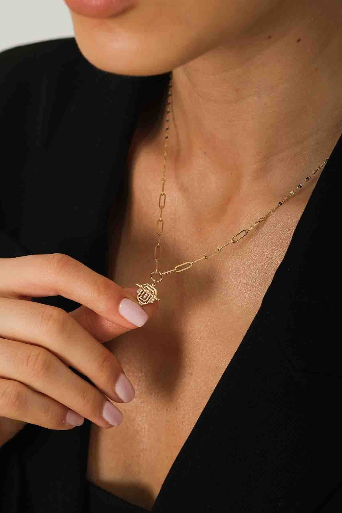 Ataç Zincirli Minimal Kolye - (1)