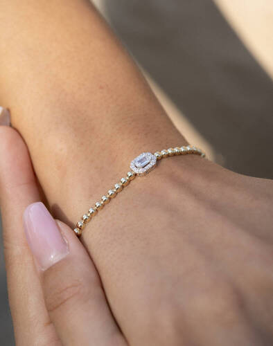 Baget Taşlı Top Bileklik - 