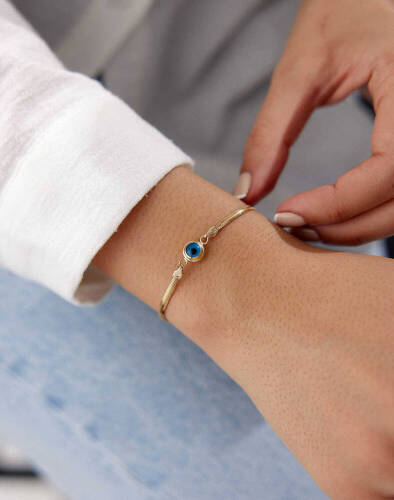 Balıksırtı Göz Altın Bileklik - 