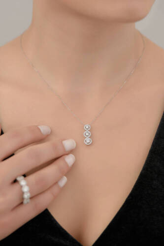 Beyaz Altın Fark Tria Kolye - 