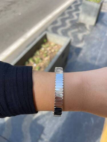 Beyaz Esnek Prizma Altın Bileklik - 