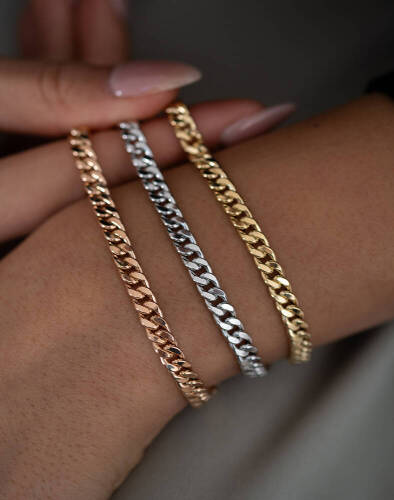 Beyaz İtalyan Gurmet Altın Bileklik - 