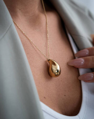 Büyük Damla Altın Kolye - 