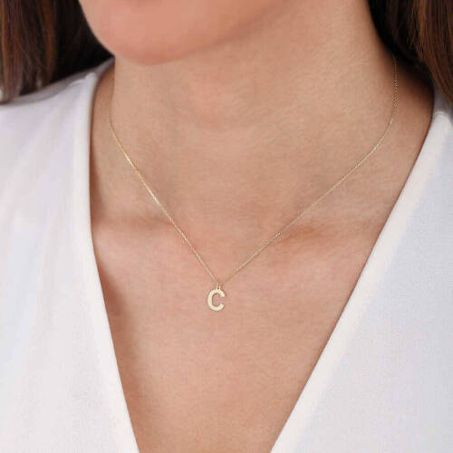 C Harfi Altın Kolye - (1)