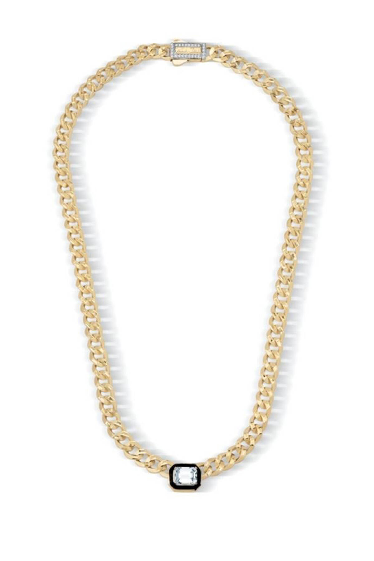 Çağla Ema 7mm Baget Taşlı Altın Gurmet Kolye - 1