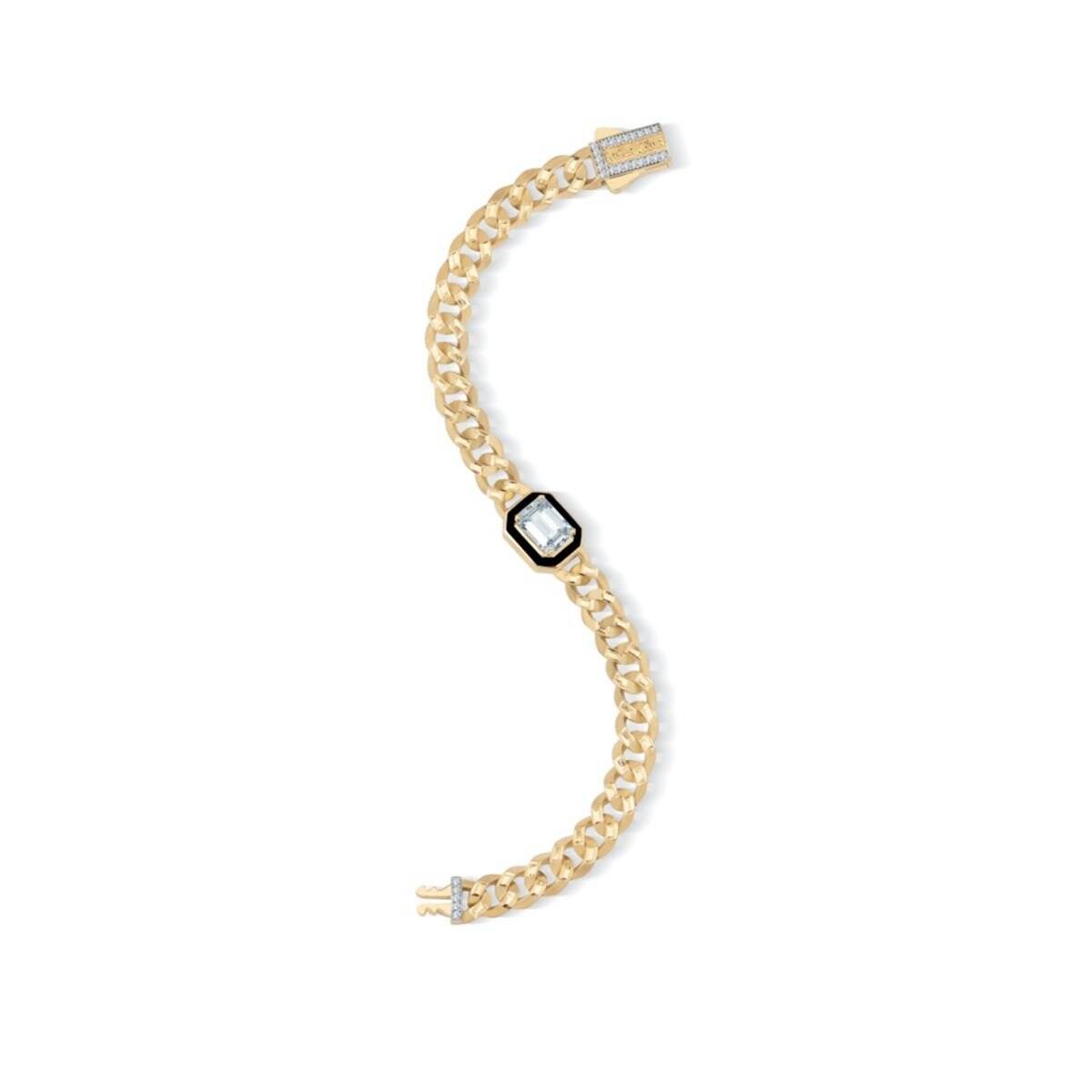 Çağla Ema 7mm Baget Taşlı Altın GurmetBileklik - (1)