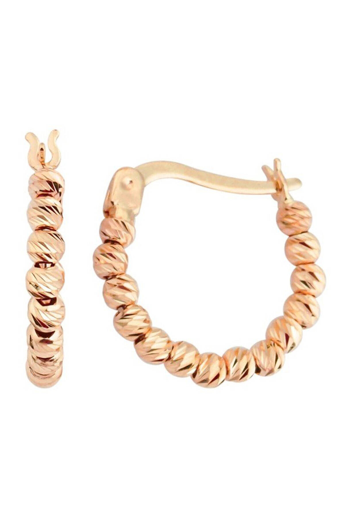 Çağla Ema Altın Dorika Top Halka Küpe - 4