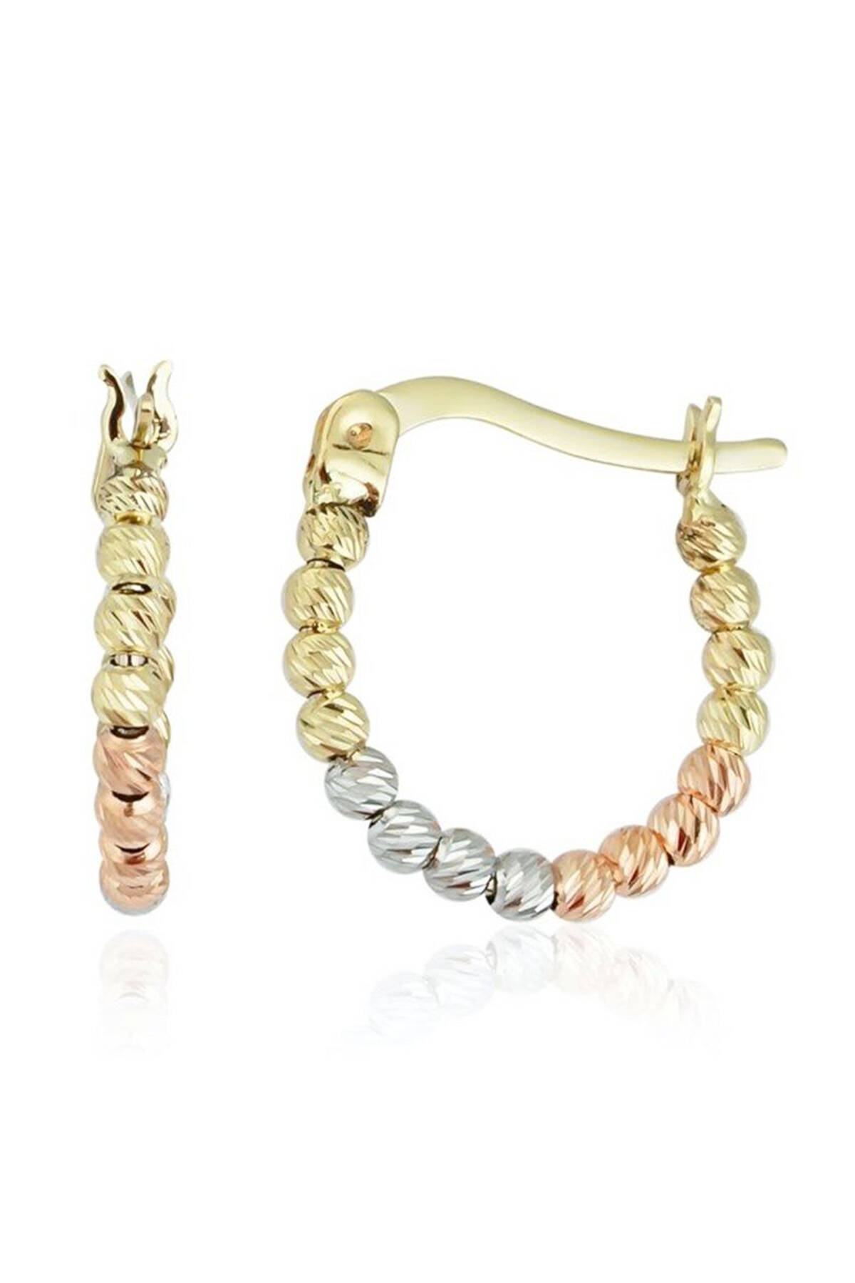 Çağla Ema Altın Dorika Top Halka Küpe - 1