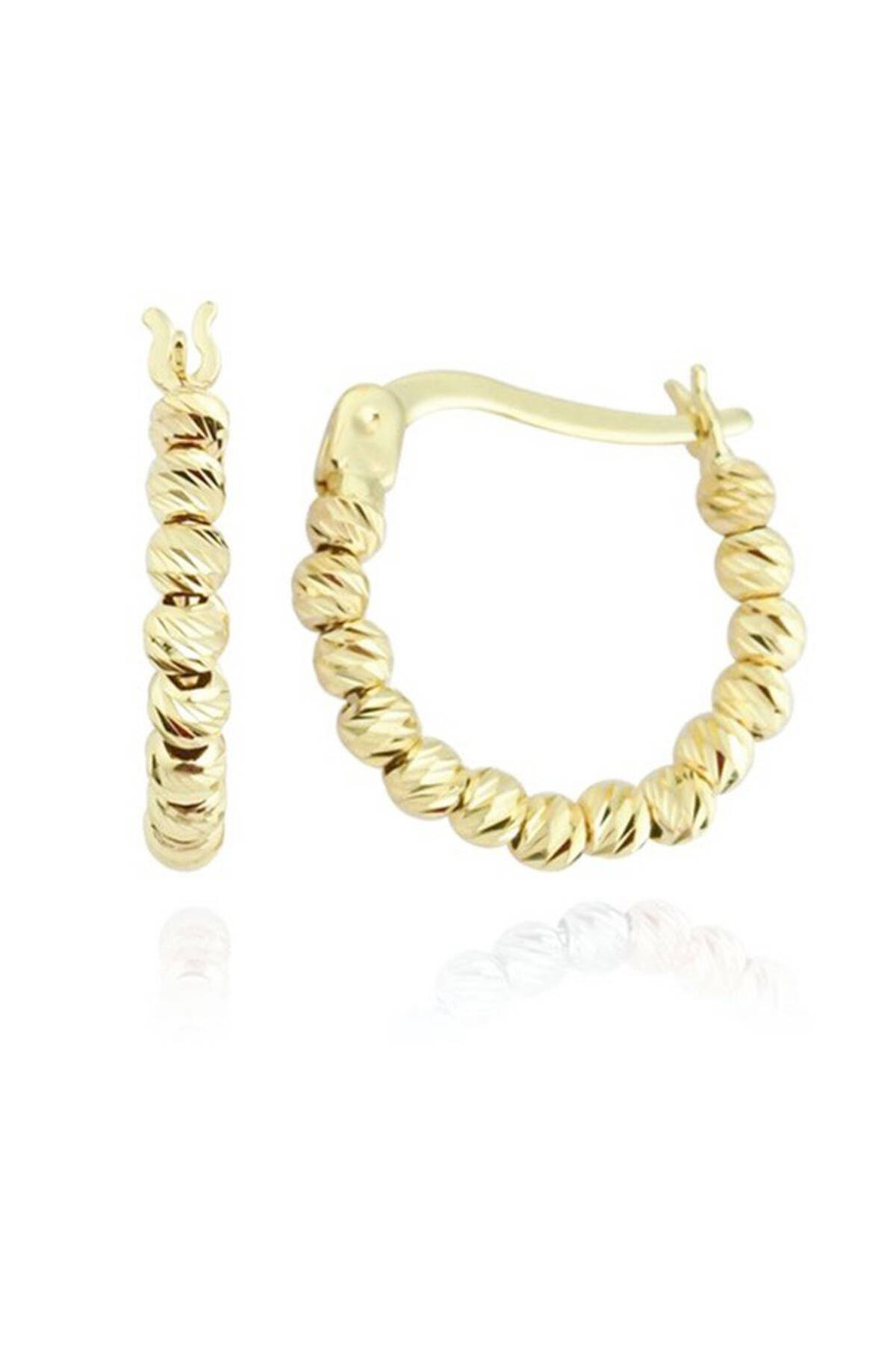 Çağla Ema Altın Dorika Top Halka Küpe - 2