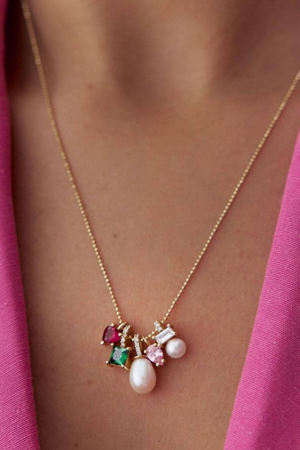 Çağla Ema İnci Altın Kolye - (1)