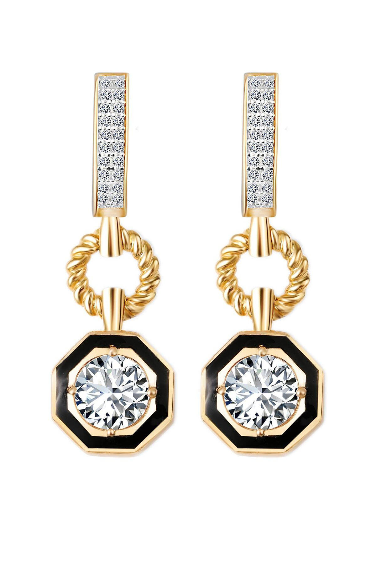 Çağla Ema Siyah Mineli Tektaş Küpe - 