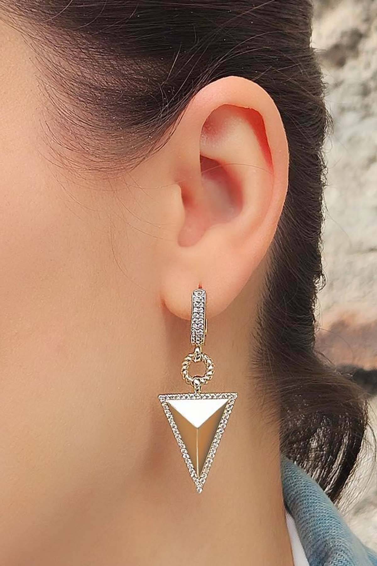 Çağla Ema Taşlı Pramit Küpe - 3