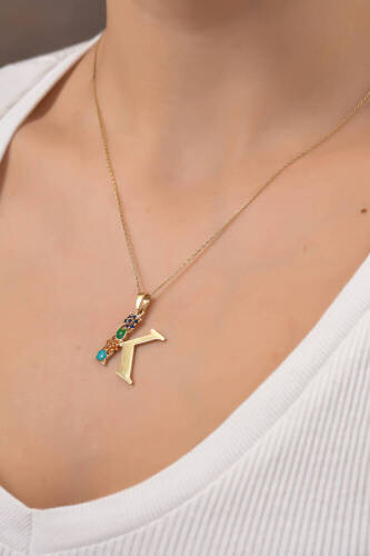 Cennet Bahçesi Harf Altın Kolye - 