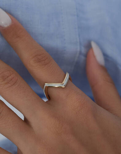 Cetaş Beyaz Zikzak Yüzük - (1)