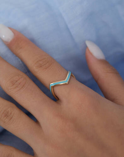 Cetaş Mavi Zikzak Yüzük - 