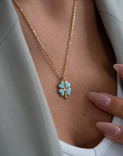 Cetaş Mineli Yonca Kolye - 