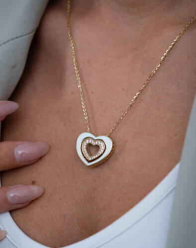 Cetaş Sedefli Kalp Altın Kolye - 