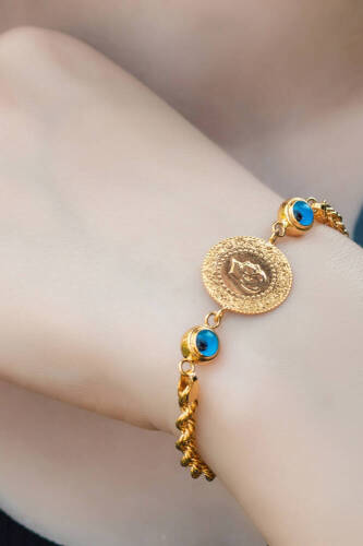 Çeyrek Liralı Gözlü Altın Bileklik - 