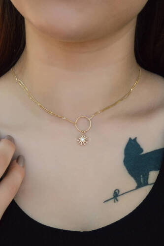 Choker Güneş Altın Kolye - 