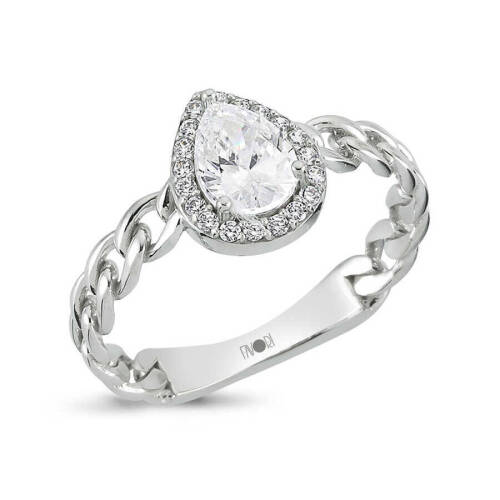 Damla Taşlı Beyaz Altın Yüzük - 