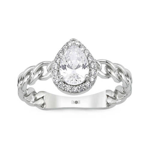 Damla Taşlı Beyaz Altın Yüzük - (1)