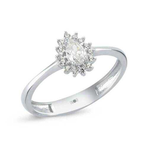 Damla Taşlı Beyaz Altın Yüzük - 