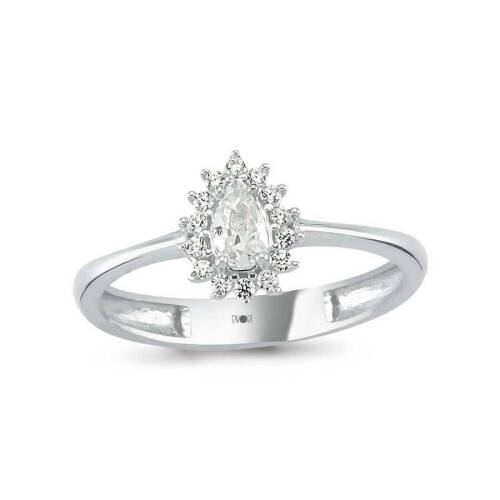 Damla Taşlı Beyaz Altın Yüzük - (1)