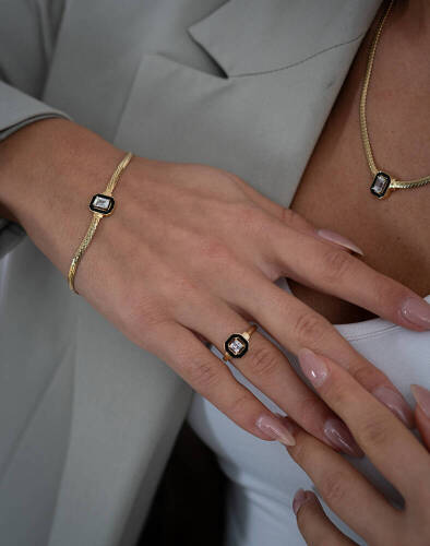 Dikdörtgen Çağla Altın Kolye - (1)