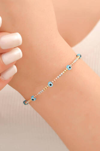 Dorika Gözlü Altın Kelepçe Bilezik - 