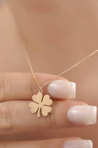 Dört Yapraklı Altın Yonca Kolye - 