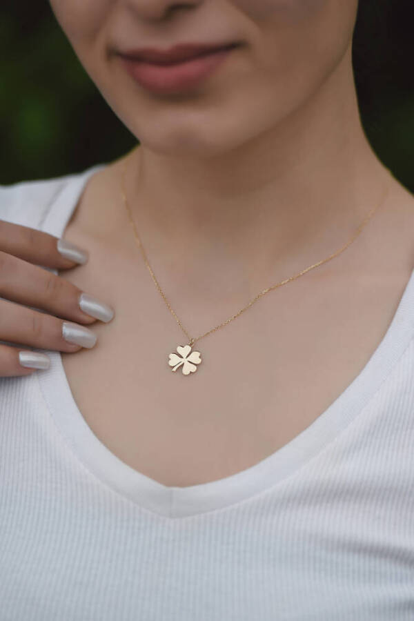 Dört Yapraklı Yonca Altın Kolye - 1