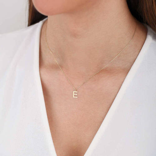 E Harfi Altın Kolye - (1)