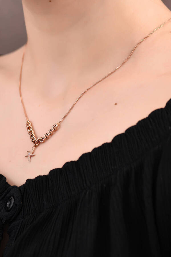 Gurmet Zincirli Deniz Yıldızı Altın Kolye - 1