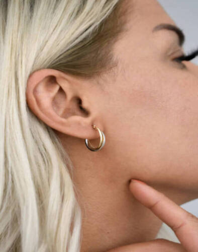 ikili halka altın küpe - 