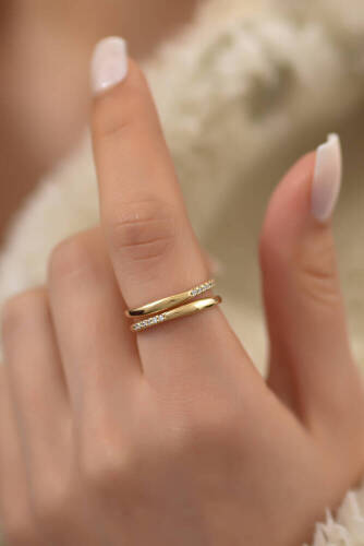 İkili Kombin Altın Yüzük - 