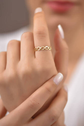 İkili Örgü Özel Tasarım Altın Yüzük - 