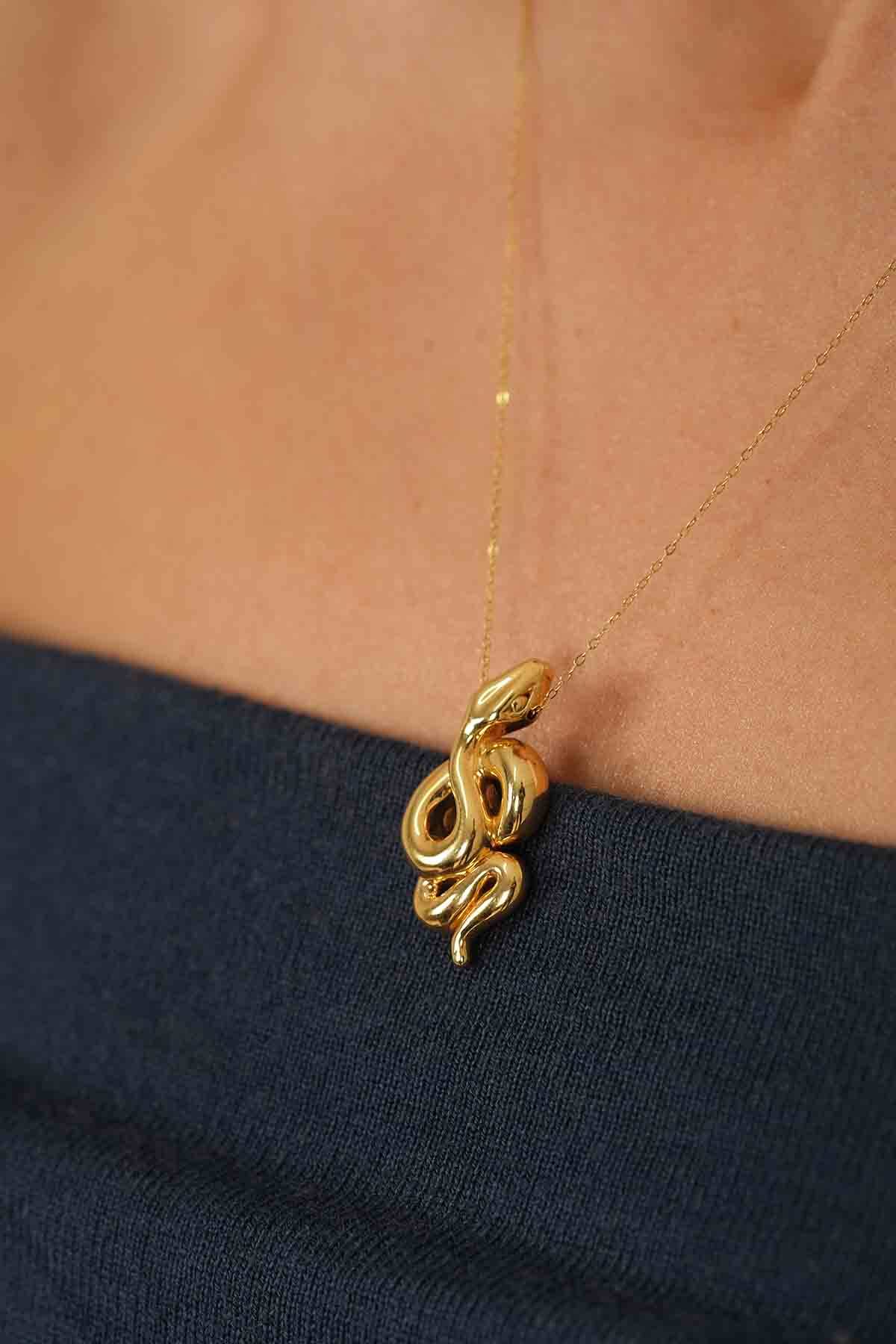 İtalyan Yılan Kolye - 