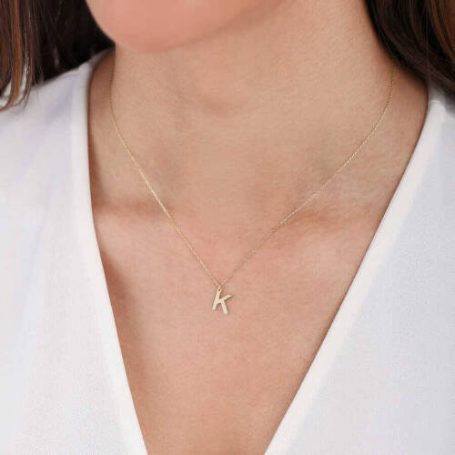 K Harfi Altın Kolye - (1)