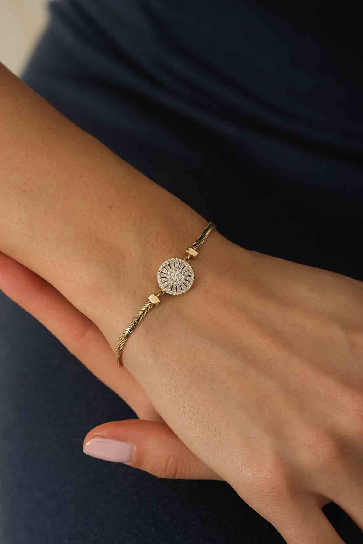 Kadın Altın Balıksırtı Trapez Bileklik - 1