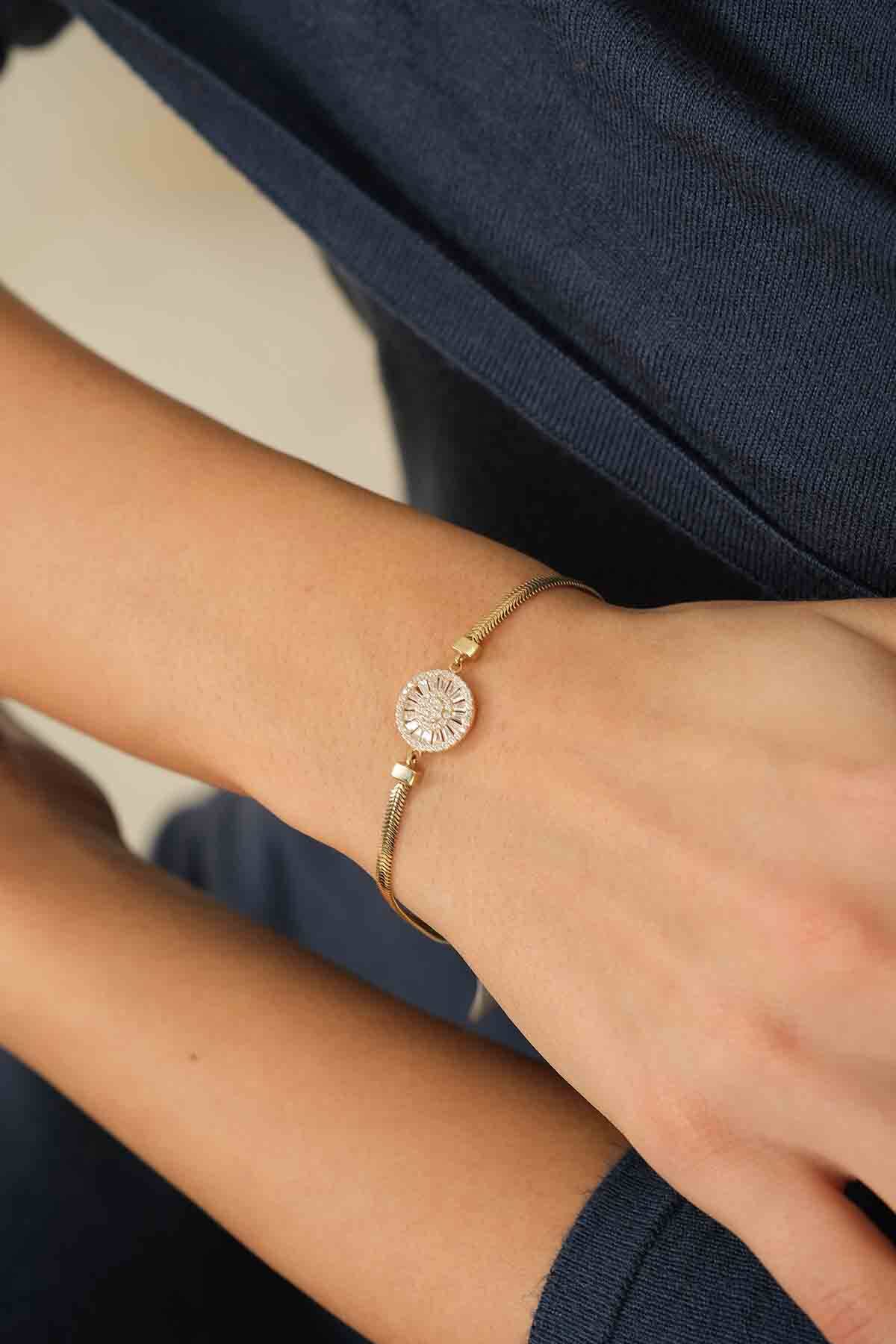 Kadın Altın Balıksırtı Trapez Bileklik - (1)